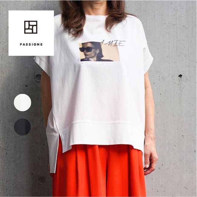 Rakuten - PASSIONE パシオーネ プリントロゴ 半袖カットソー レディース 春夏シーズン ゆったりシルエット 全2色 フリーサイズ 626940