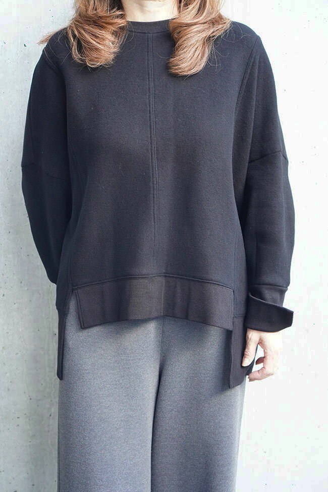 passione パシオーネ 裾脇切替 裏起毛 プルオーバー レディース きれいめカジュアル トレンド 上品スタイル 30代 40代 50代 60代 秋冬