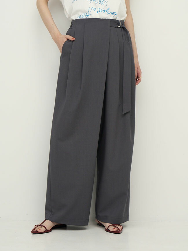Rakuten - CHIGNON シニヨン レディース ワイドパンツ 梳毛調ベルト付 ラップパンツ 春夏 セットアップ 3262-334