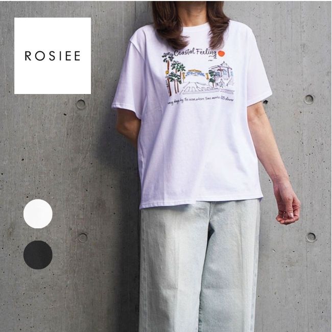 Rakuten - ROSIEE ロージー レディース 半袖 カットソー 風景画イラストTシャツ 春夏 R830312