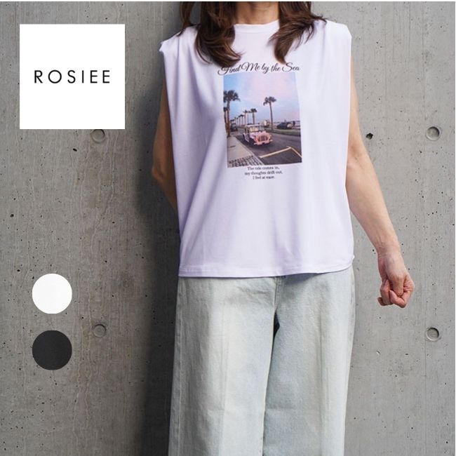 Rakuten - ROSIEE ロージー レディースカットソー ノースリーブ フォトプリントカットソー 春夏 サマー R830307