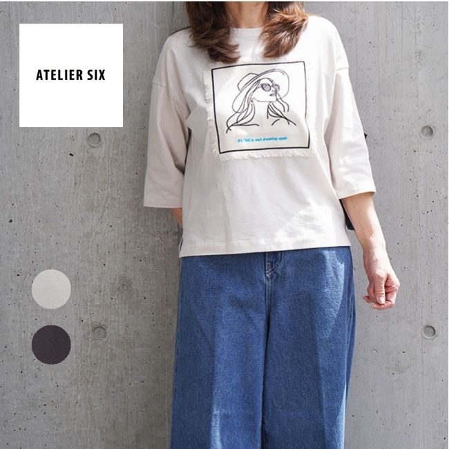 Rakuten - ATELIER SIX アトリエシックス レディースカットソー ナチュラルソフト Tシャツ 5分袖カットソー 刺繍カットソー 女の子柄 21268490