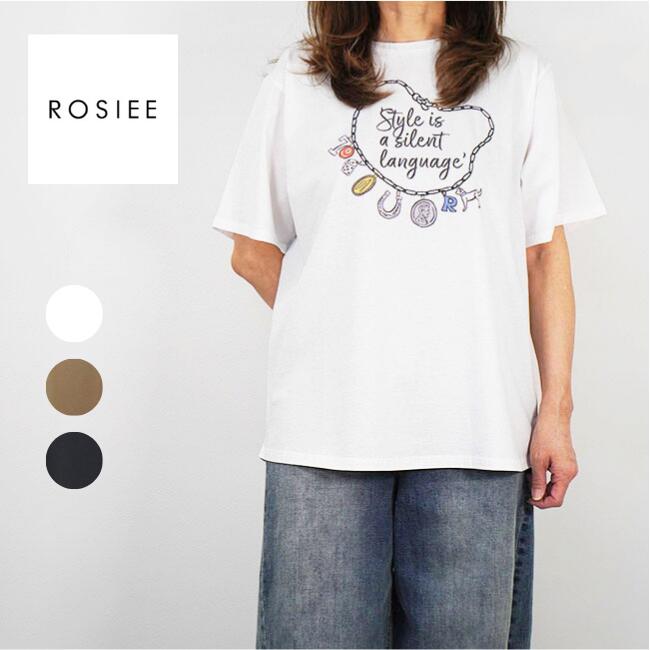 Rakuten - ROSIEE ロージー レディース Tシャツ 刺繍×プリント シルケットチャームイラストTシャツ 半袖 カットソー 春夏 r830317