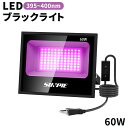 【ポイント10倍★7/15限定】紫外線 投光器 ブラックライト 60W led投光器 395-400nm 長寿命 防水IP65 AC85V~265V スイッチ付き 2年保証 UVライト 紫外線ライト 屋外用 広角 舞台照明 雰囲気を作り パーティー 3Dモデル乾燥用 レジン用