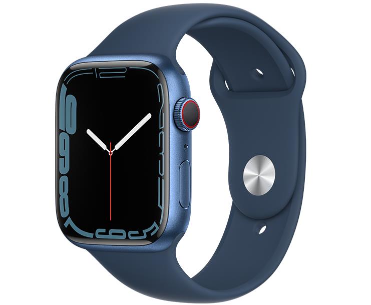 新品 Apple Watch Series 7 GPS + Cellularモデル - 45mmブルーアルミニウムケースとアビスブルースポーツバンド - レギュラー [MKJT3J/A]【即納】【あす楽】