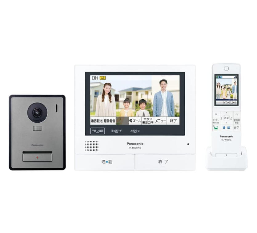 パナソニック テレビドアホン ワイヤレスモニター子機付 モニター親機 約7型ワイドタッチパネルカラー液晶 玄関子機 露出型 外でもドアホン 安心アラート 宅配ボックス連携 VL-SWE710KF