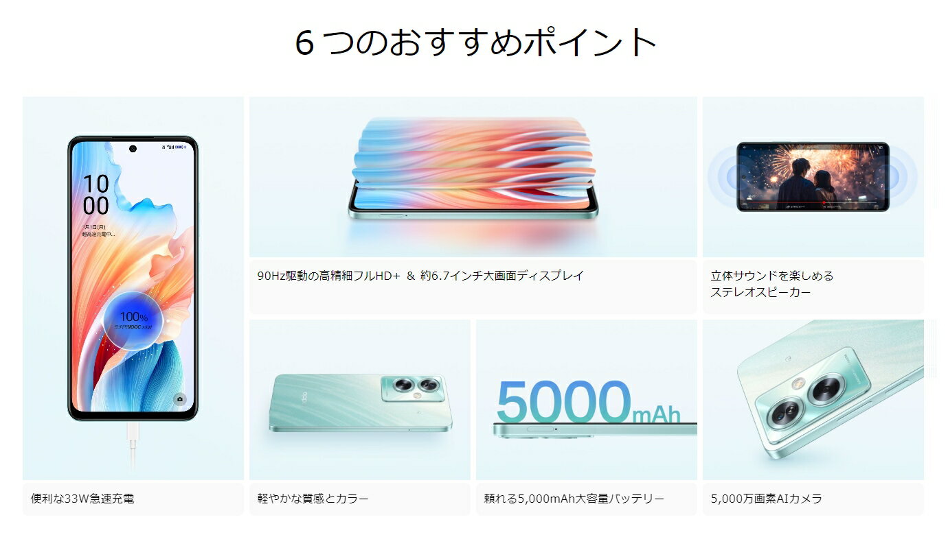 「新品・量販店版」SIMフリー OPPO A79 5G 4GB/128GB [グローグリーン] 本体 【即納】【あす楽】【プレゼント】 - Image 2