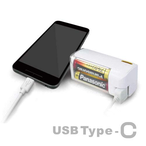 スマートフォン用 USB Type-C 乾電池式 チャージャー単三乾電池4本 交換可能タイプTOPLAND CHTCBT4-WT乾電池を外して繰り返し使えます。■ USB-Cケーブル付属【RCP】宅急便配送