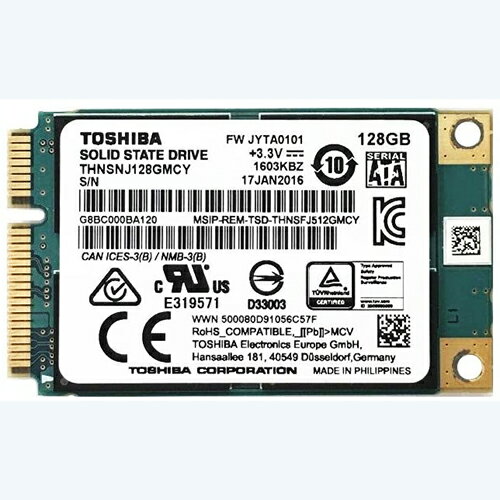 š mSATA SSD 128GBSATA-III 6Gb/s MLC NAND TOSHIBA THNSNJ128GMCY/Uɤ߹ 534MB/s / 񤭹 482MB/sRCPۥ᡼б