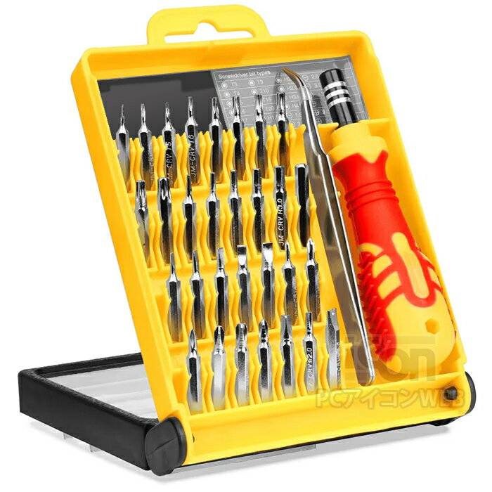 多機能 マグネット付き 精密ドライバーセット (ビット30種付) IBS INJ-143 ピンセット付属Y型 星型 T型 六角 U型 対応