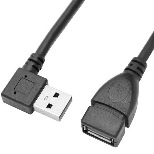 USB延長ケーブル 直角 B向き 20cmUSB A (メス) - USB A (オス) L型ICONSHOP IC-3JH1L メール便対応