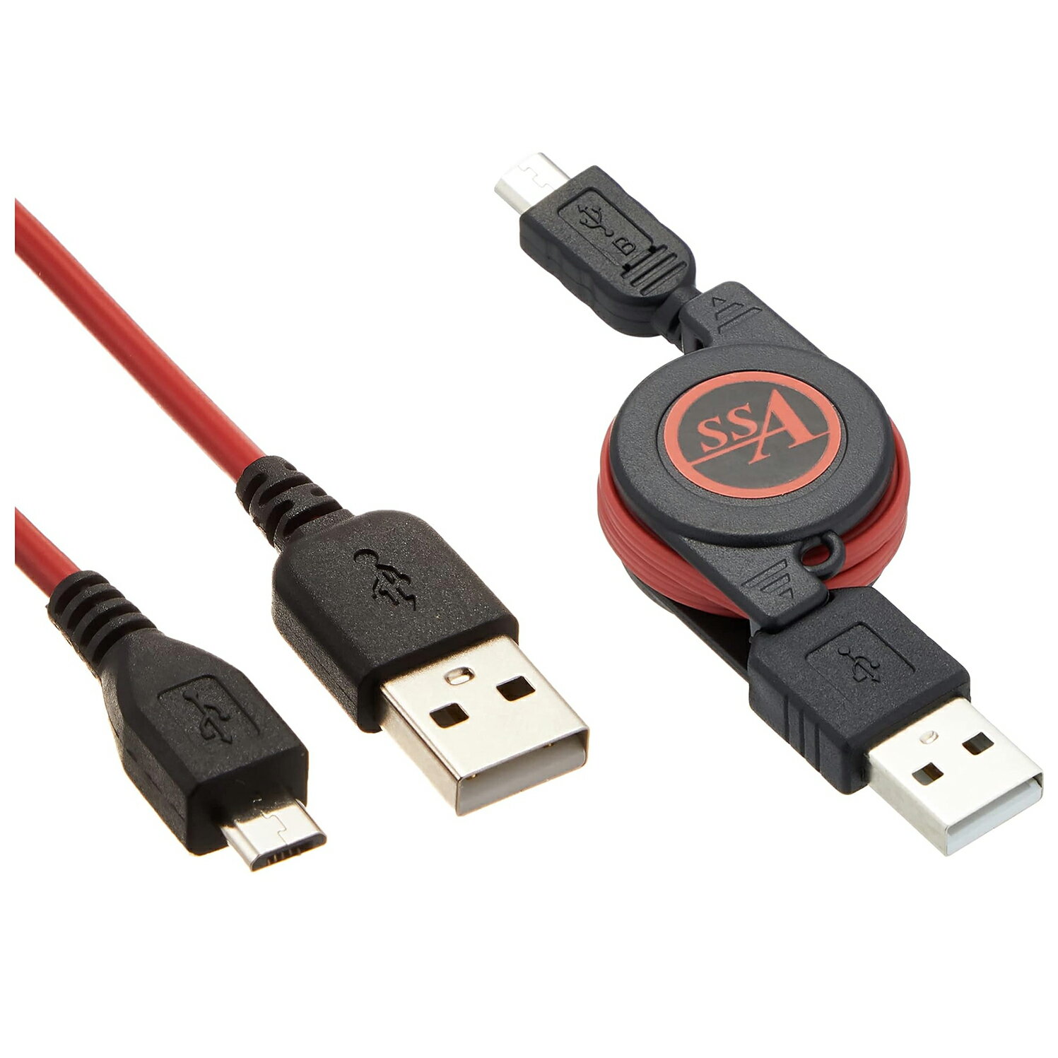 microUSB 充電・データ通信対応ケーブル USB Micro B(オス)-USB Aタイプ(オス)エスエスエーサービス SU2-MCRNR レッド QuickCharge2.0/3.0充電対応