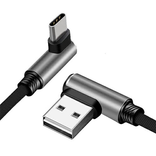 USB-C ケーブル 両端リバーシブル対応 30cmUSB Type-C 直角(オス)-USB 直角(オス)プロテック PLLR-C03ナイロンケーブルタイプ
