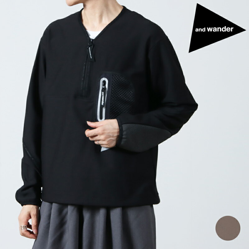  and wander アンドワンダー light fleece pullover ライトフリースプルオーバー 