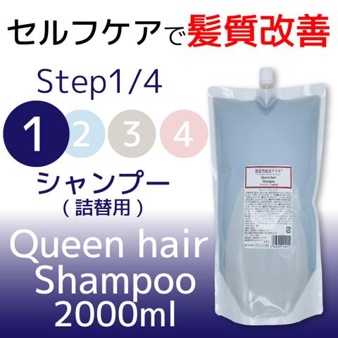 Queen hair Shampoo 2000ml　美容室専売 ノンシリコン シャンプー ヘマチン 詰め替え 2000ml 美容室 おすすめ ダメージケア