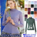 華やか メッシュウィッシュ フローラルネック ハイテーション パワーネット メロウ フリル メーウ ハイネック ソフト ストレッチ カットソー タートルネック ...