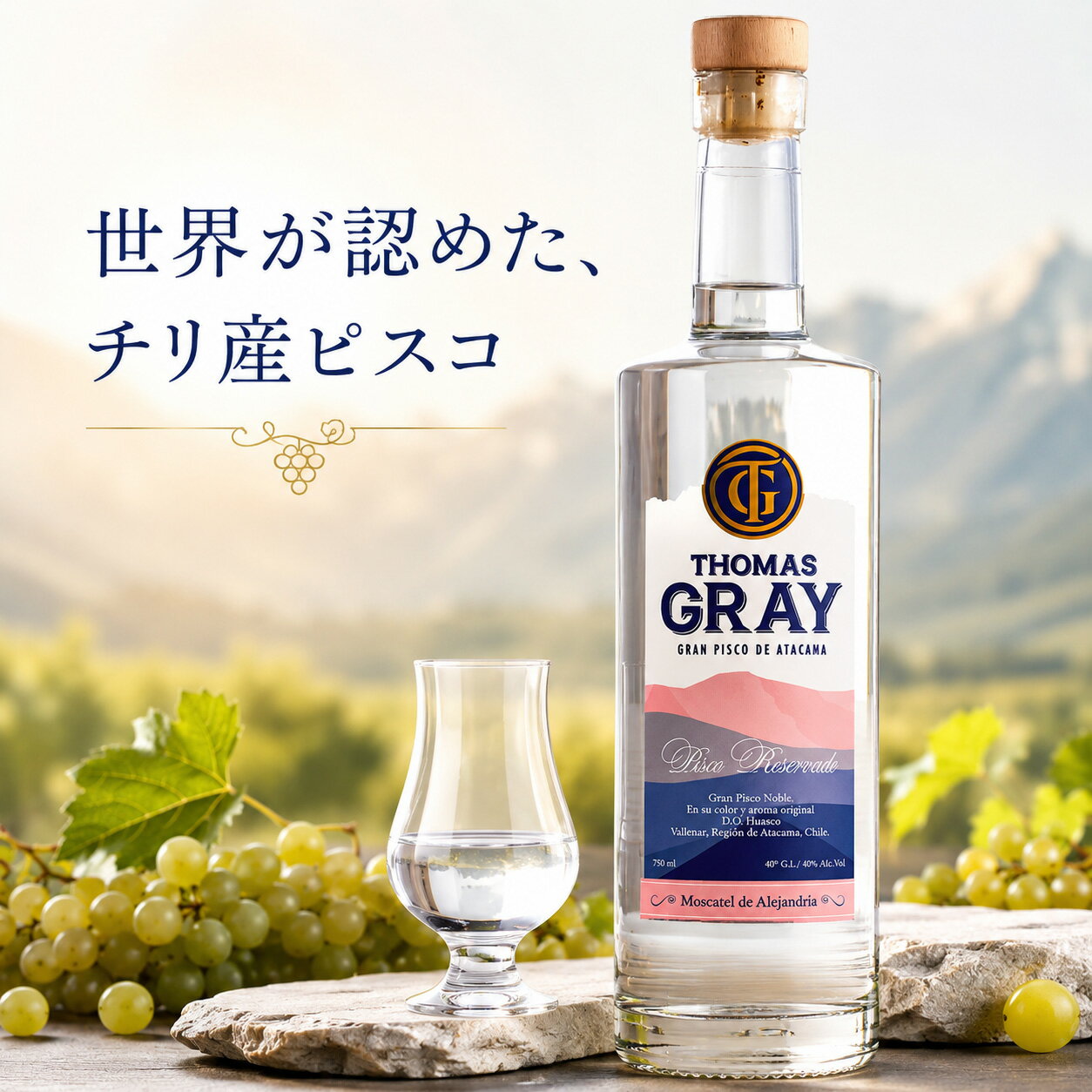 ギフト 洋酒 プレゼント（THOMAS GRAY PISCO） 40% 750ml のピスコ ブドウ蒸留酒 カクテル ピスコサワー マスカット ポルトン