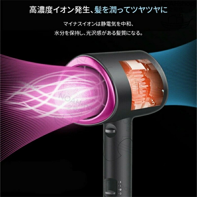 id2ストアーの【大風量で素早く乾かす】ペットドライヤー 犬 猫 ペットヘアードライヤー 1200W 3段階調整 冷熱風 温度調整 低騒音 折り畳み 2種類ノズル付き 家庭用 風呂 梅雨 子犬 小型犬 中型犬 ポイ｜アングル2