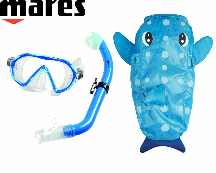 mares(マレス)SEA FRIENDS Blueシーフレンズ ブルー(フグ)【キッズ用】マスク・スノーケル・バッグセット≪あす楽対応≫