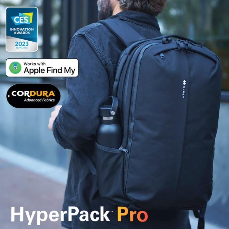 HyperPack Pro バックパックHYPER ハイパーApple「探す」に対応 紛失防止 場所特定 3つのメイン収納＋20ポケット PC 2台まで収納 移動中も充電可能な内部充電システム スキミング防止ポケット＆盗難防止ファスナー キャリーオンバンド