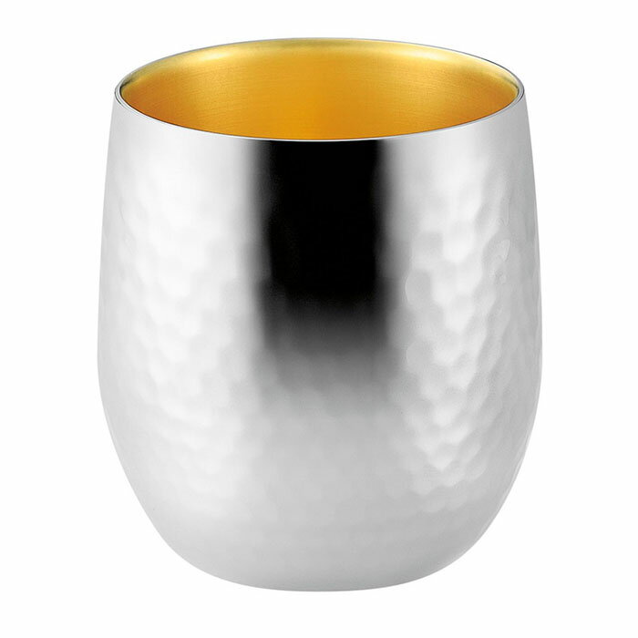 鎚目（ツチメ）模様と金メッキの高級感あるデザインのカップ。SUSCUP ...