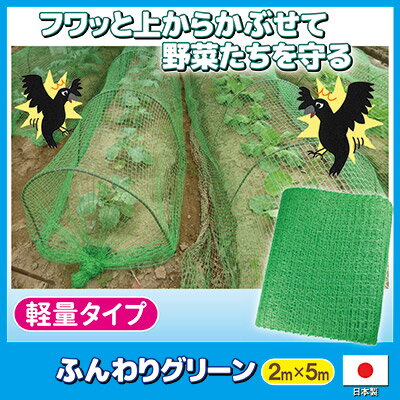 「ふわっ」と上からかぶせるだけ!野菜たちを守る鳥よけグッズ鳥よけネット防虫ネット虫除け蝶害虫防除農業資材農業用園芸用ネット日本製●ふんわりグリーン