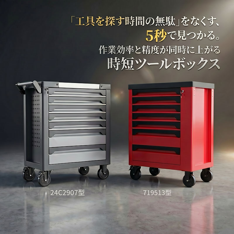 乐天商城 - 赤235or黒143点 ツールセット ツールカート 7段キャビネットタイプ 工具箱 工具ボックス ツールボックス 工具BOX 工具入れ 工具ケース ツールBOX 道具箱 ツールチェスト DIY工具 組み立て 整備 7段式引き出しタイプ ツールチェスト チェスト キャビネット セット スチール