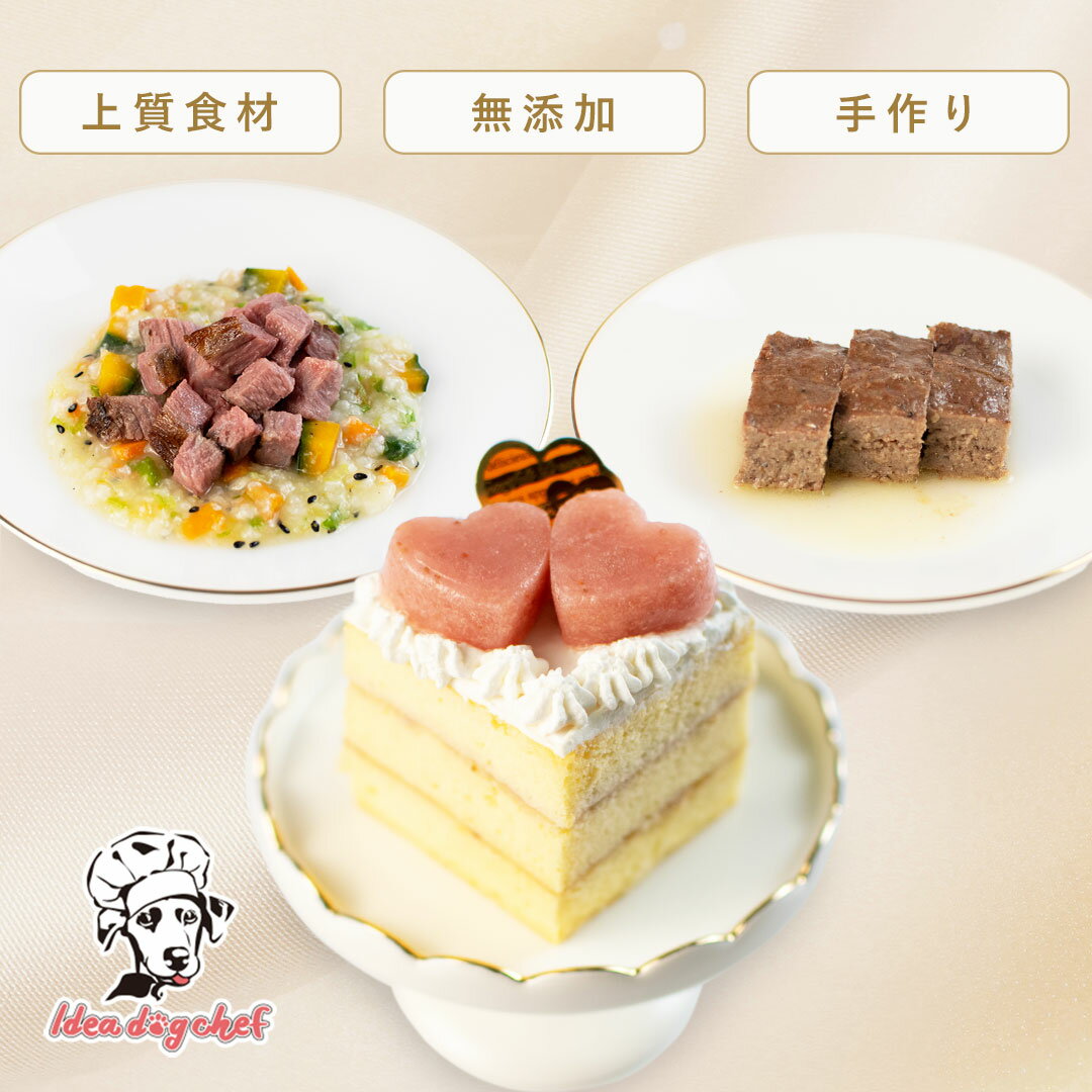 犬 誕生日 ケーキ ご飯 【いちごのショートケーキセット】 犬用 誕生日 プレゼント 無添加 国産 ごはん ドッグフード ギフト ペット フード ディナー いちご 米粉 ビーフ ハンバーグ 小型犬 中型犬