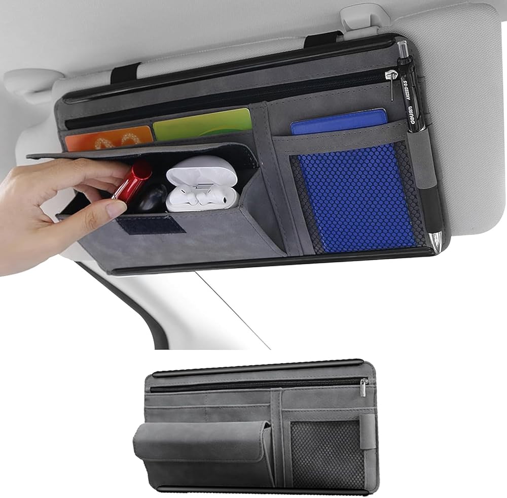 ideamall 車 眼鏡ホルダー サングラスホルダー サンバイザー 小物 カード収納