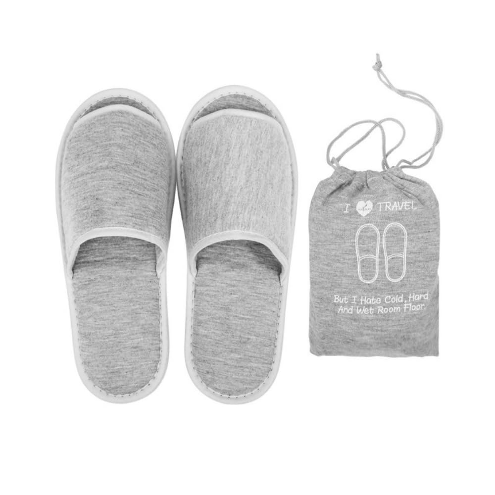 ideamall 携帯スリッパ 折り畳みスリッパ 携帯 スリッパ 折りたたみ コンパクト 収納袋付き (グレー)