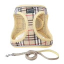 ideamall 犬 ハーネス 小型犬 猫 胴輪 犬用ハーネス 猫用 服 メッシュ素材 お散歩 着脱簡単 ベージュ