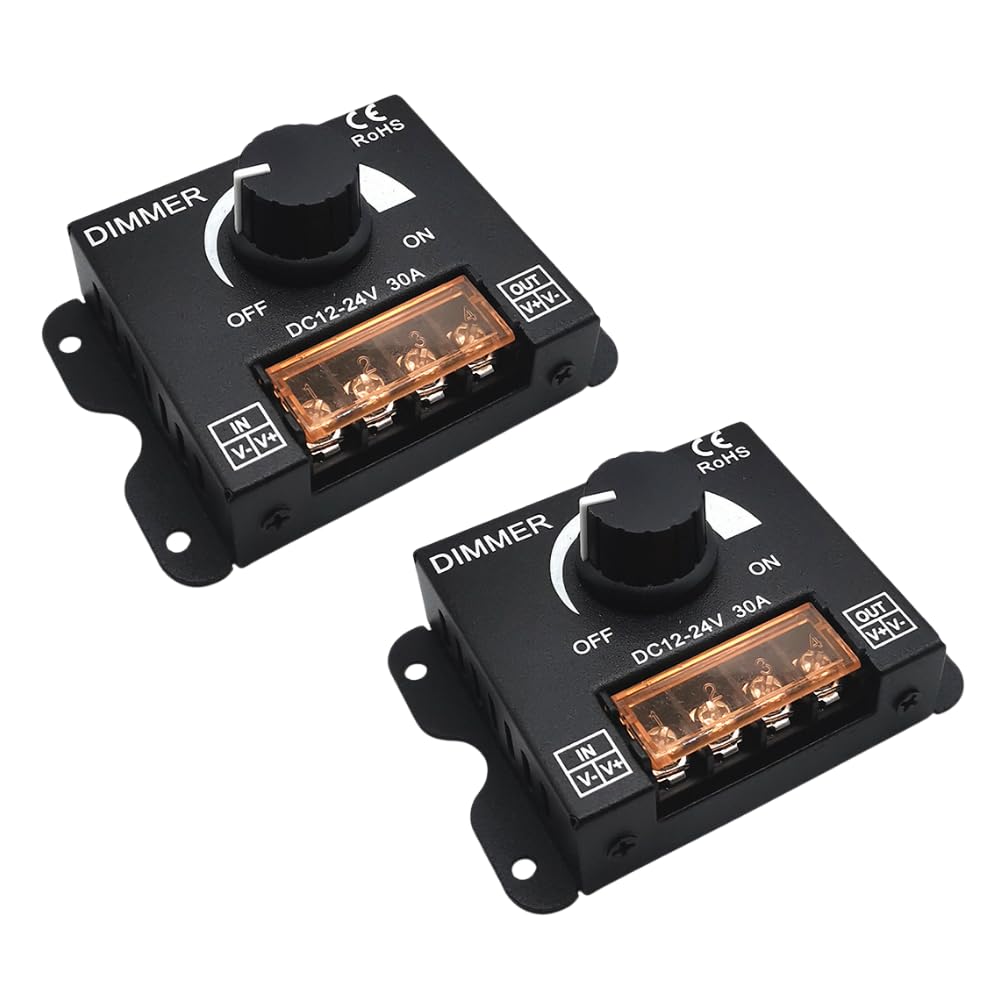 ideamall 調光器 スイッチ 調光 コントローラー ボリューム式 ディマー 12V 24V 30A 2個セット