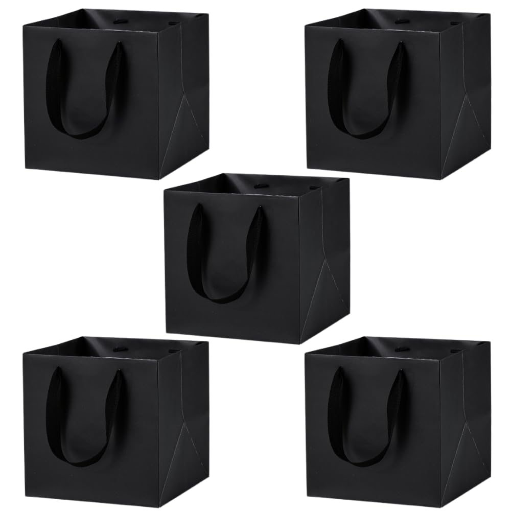 ideamall 紙袋 厚手 正方形 ギフトバッグ マチ広 ギフト用 20×20×20cm 5枚セット
