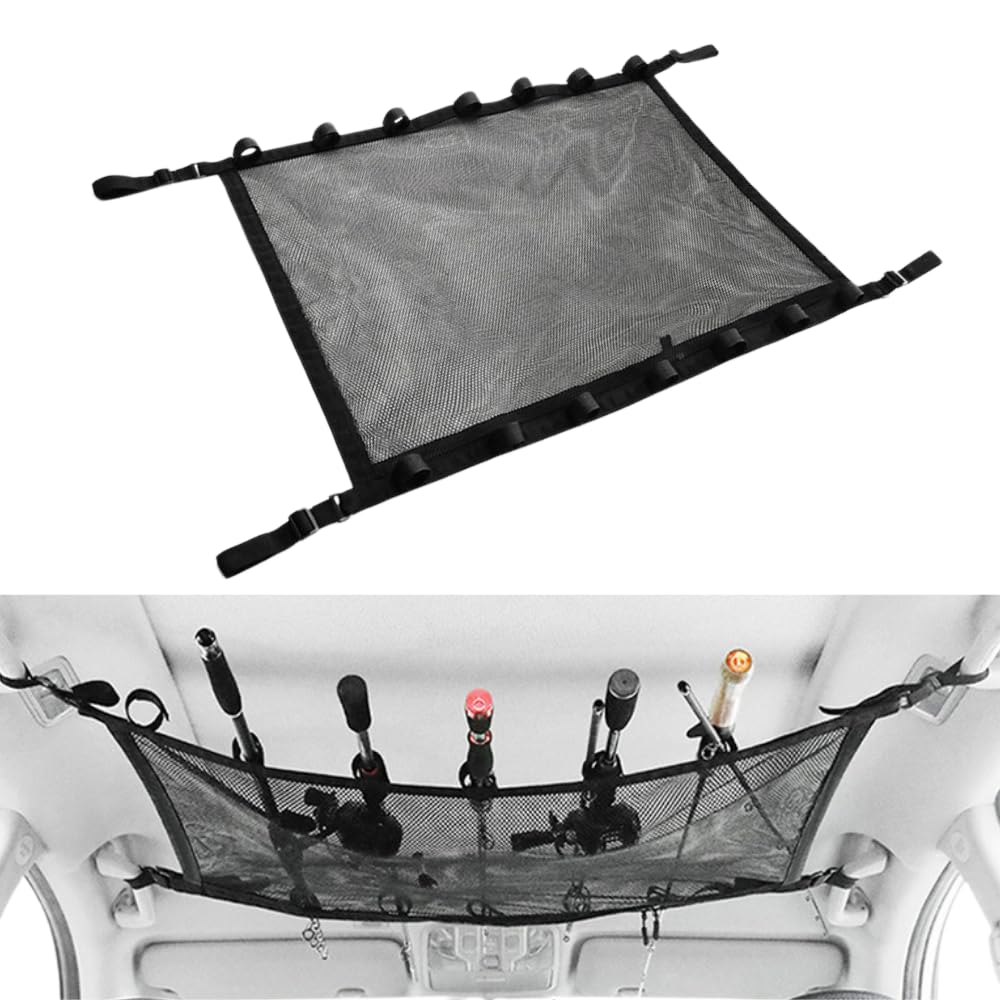 ideamall ロッドホルダー 車載ロッドホルダー 車内天井収納 車 ロッドベルト 釣り竿ホルダー 5本収納