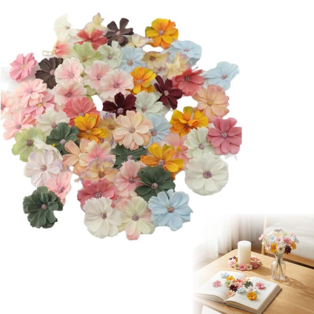 ideamall フェイクフラワー 花びら 造花 ウォールアート DIY クラフト 手作り 工作 混色50枚セット