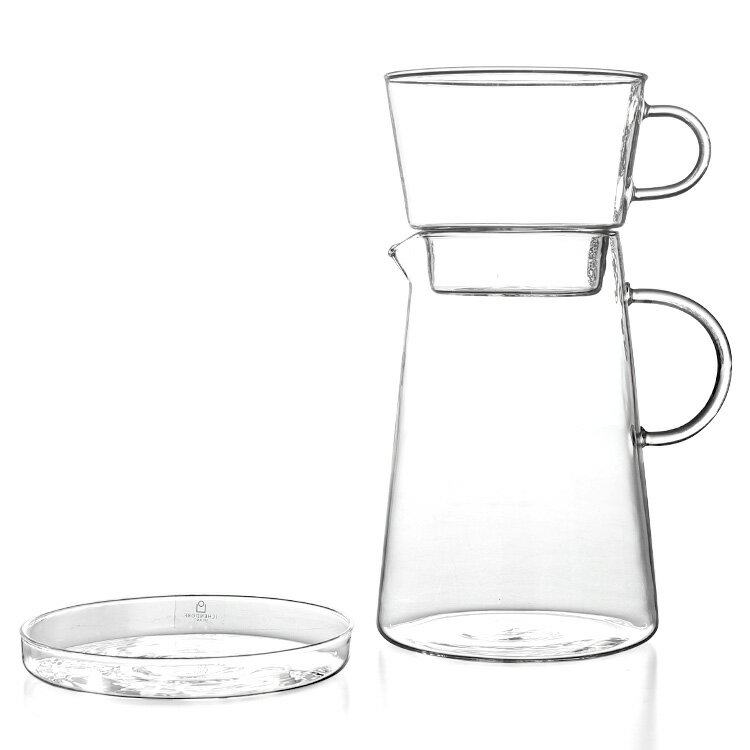 コーヒーポット セット 1L フィルター ソーサー付き イッケンドルフ ミラノ PENGUIN ICHENDORF MILANO 【コーヒーメーカー No1 ギフト プレゼント 贈り物 ギフトセット】【コーヒーサーバー 耐熱ガラス ハンドメイド 正規販売代理店 化粧箱 透明 おしゃれ イタリア】 父の日 3