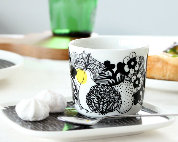 マリメッコ シイルトラプータルハ ラテマグ 200ml ホワイト/ブラック/イエロー marimekko SIIRTOLAPUUTARHA 【マグカップ ギフト】【ラッキーシール対応】