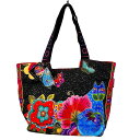 大型 トートバッグ ショルダー 猫とフラワー トート キャンバス ローレルバーチ LAUREL BURCH ネコ キャット カラフルにデザインされたネコ LB4730(4)