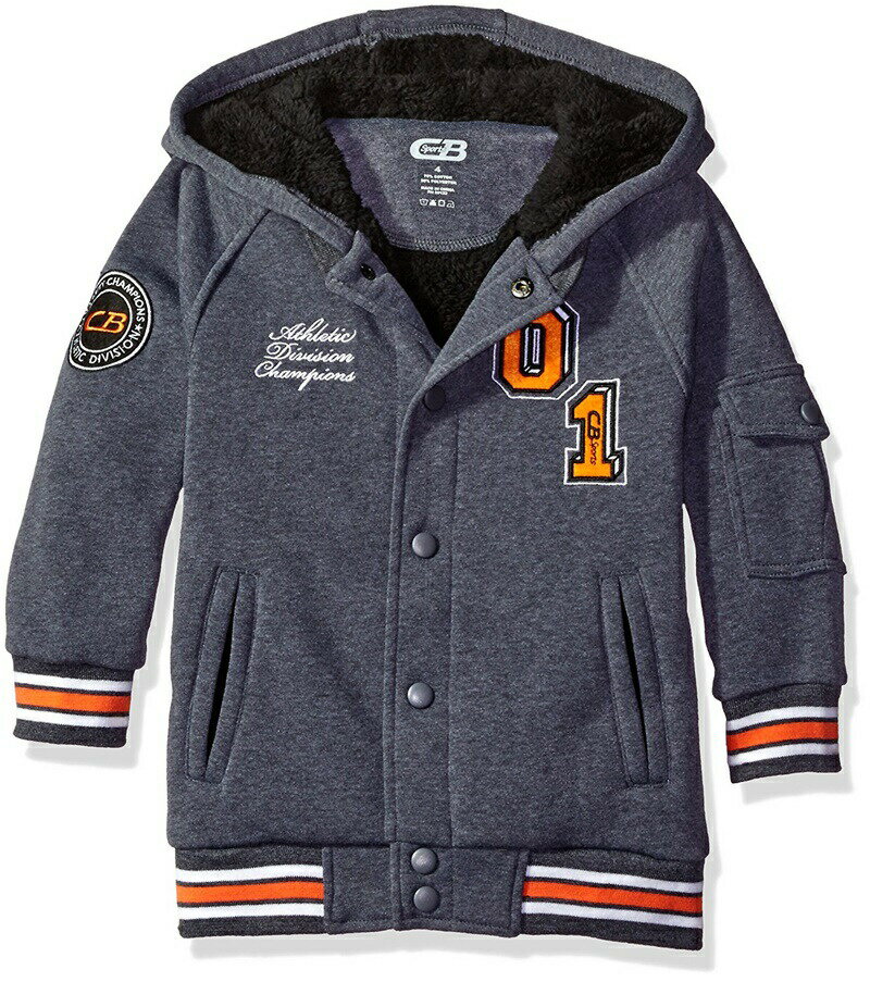 【お買い物マラソン！あなたの10%OFFクーポン】 Cb Sport ボーイズ アウター ジャケット パーカー フード付き サイズ8 (120~130) グレー Boys' Sherpa Varsity Patch Hoodie With Pockets