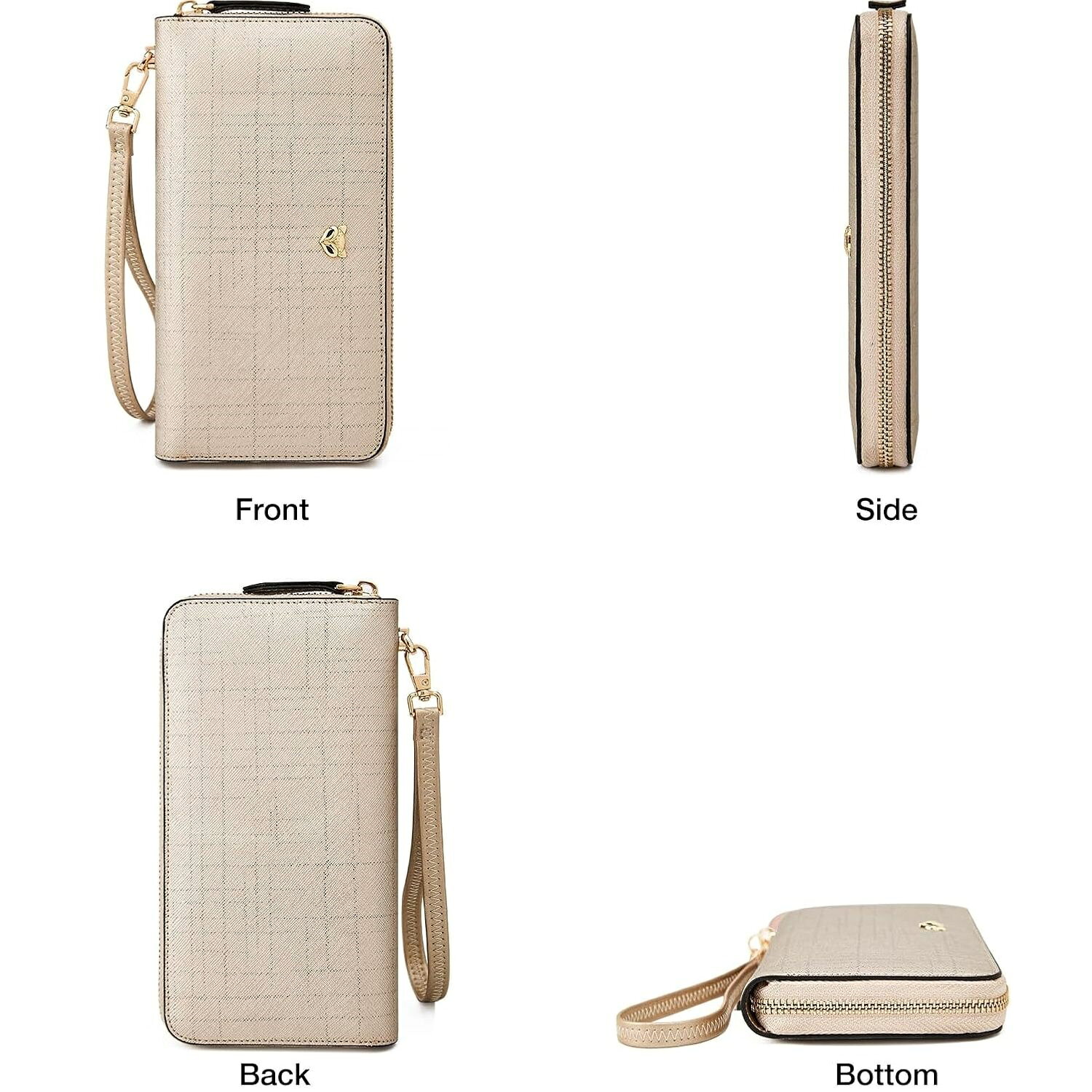 長財布 レザー クラッチ ワレット 【ゴールド】 大型 財布 ワレット レディース ブランド がま口 大人可愛い かわいい カードケース