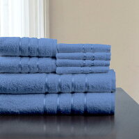 LavishHome豪華で高級な100%エジプトコットン8ピースバスタオルセットブルーLavishHome8Piece100%EgytianCottonPlushBathTowelSet