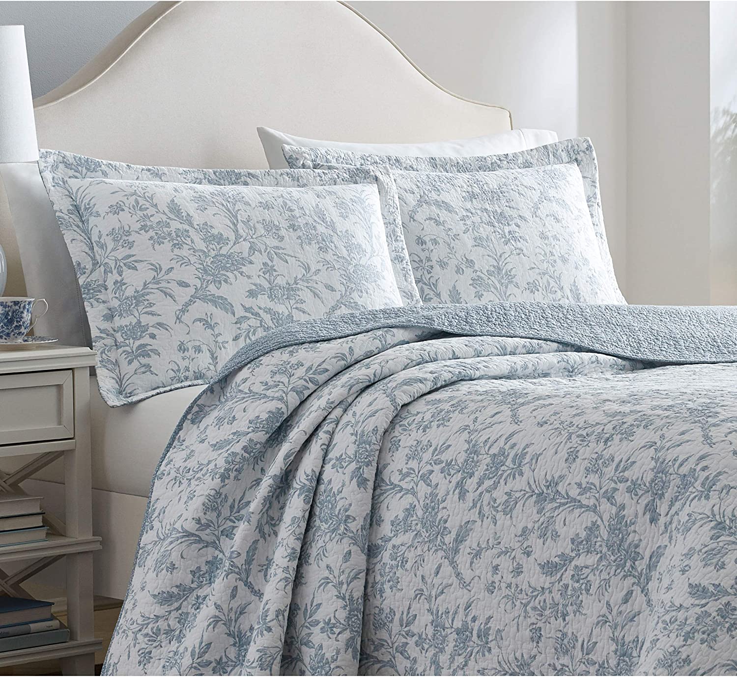 Laura Ashley ローラアシュレイ【シングル】Amberley Cotton Quilt Set スパブルー ベッドキルトセット マルチカバー キルト 寝具 ベッドカバー ピロケース 枕カバー1枚 ベッドキルト 布団カバー