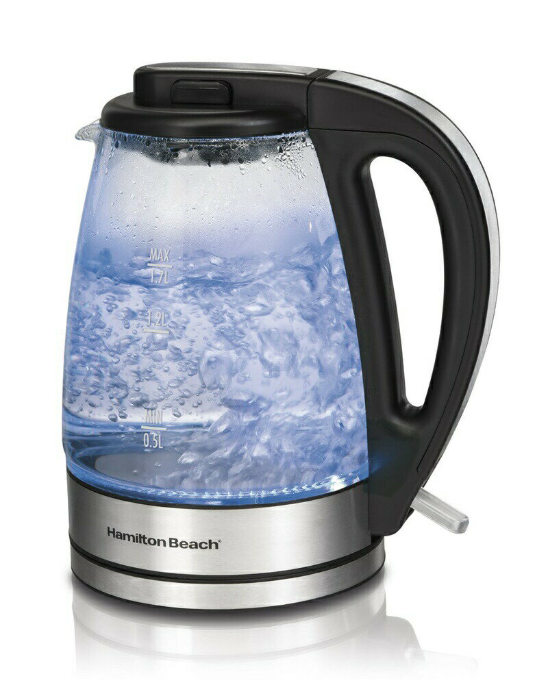 電気ケトル コードレス 人気 Hamilton Beach ハミルトンビーチ 1.7L LED ガラス 40865 電気ポット Glass Electric Kettle 1.7-Liter キッチン 家電 輸入 海外 プレゼント