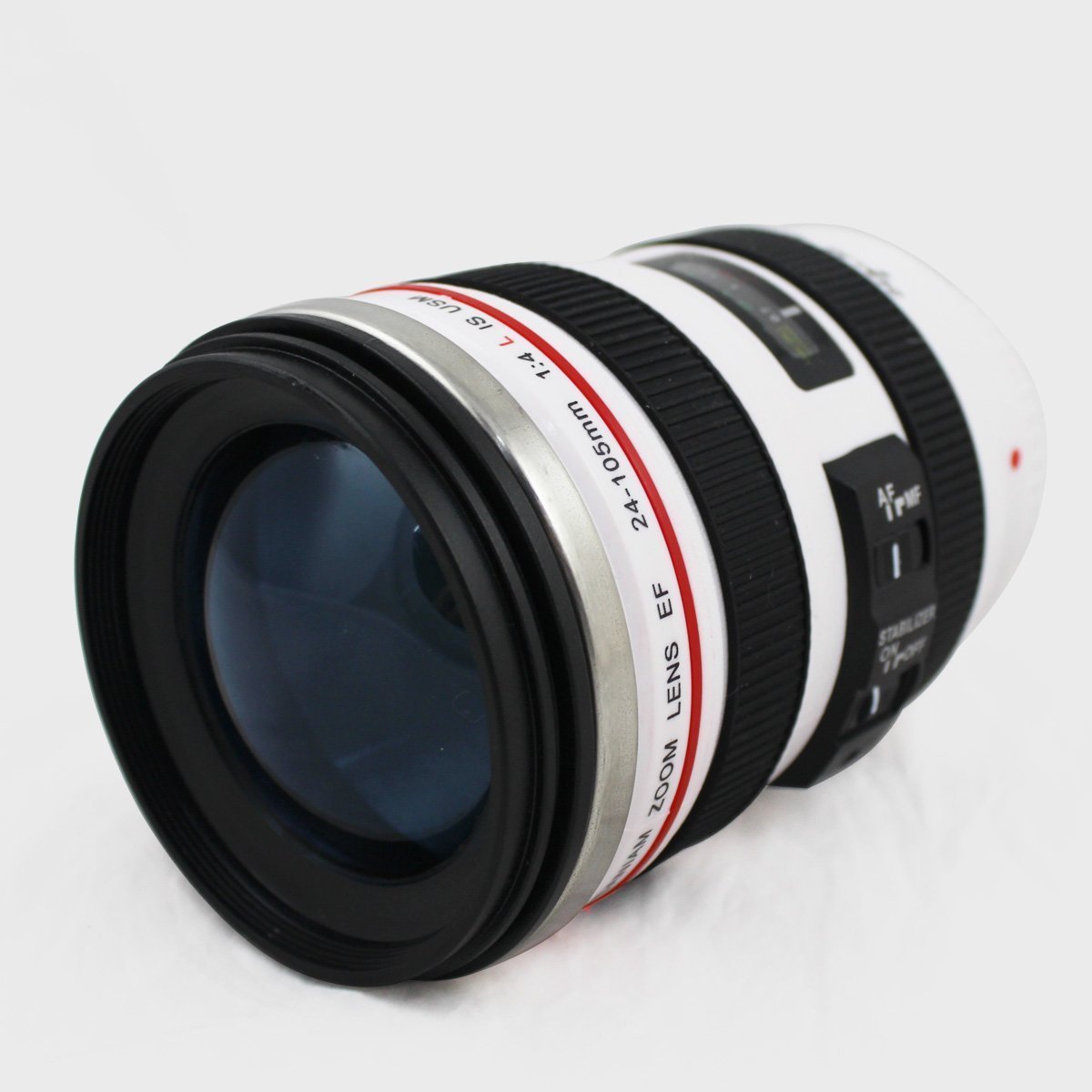 レンズ型 マグカップ タンブラー カメラ レンズ仕様 24ー105ミリタイプ 保温 コーヒーカップ ホワイト