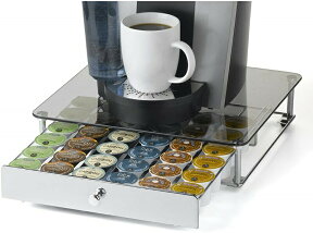 Kカップ専用 カプセルホルダー Nifty 6470 Keurig Brewed Glass Top K-Cup Rolling Drawer ガラストップ 36個収納可能（カプセル別売り） Kカップホルダー 引き出し式