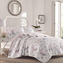 Laura Ashley ローラアシュレイ【クイーン】リバーシブル ベッドキルト Breezy Floral 花柄 マルチカバー 寝具 ベッドカバー ピローケース