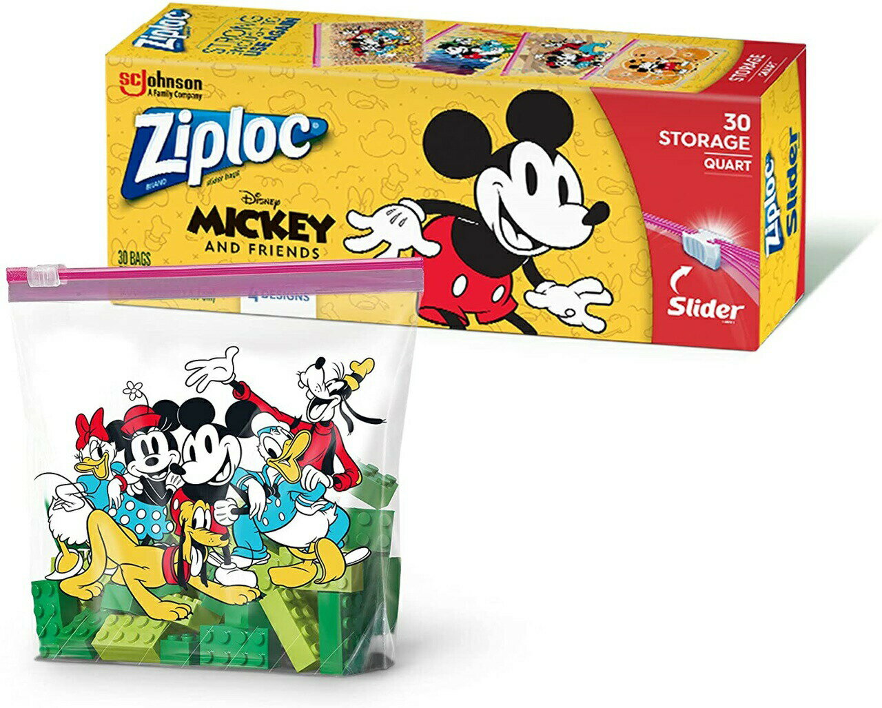 【当店対象：買いまわりポイントアップ！】ジップロック ディズニー ミッキーマウス & フレンズ スナックバッグ 30枚 お菓子 サンドイッチバッグ コンテナ 袋 Ziploc