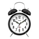 置き時計 おしゃれ 見やすい シャープ ツインベル クオーツ アナログ アラーム クロック SPC843 レトロな楽しい 目覚まし時計 逆輸入品 ブラック