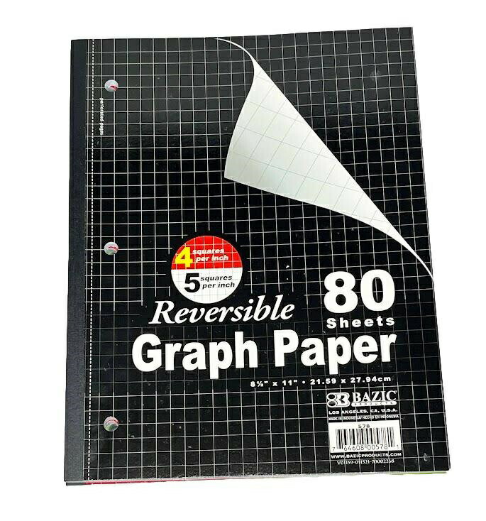 方眼ノート 輸入 黒 ブラック 人気 BAZIC アメリカで定番 使いやすい 便利 カラーノート クワッドルール 方眼 格子柄 方眼模様 80シート 輸入文具 使いやすく人気