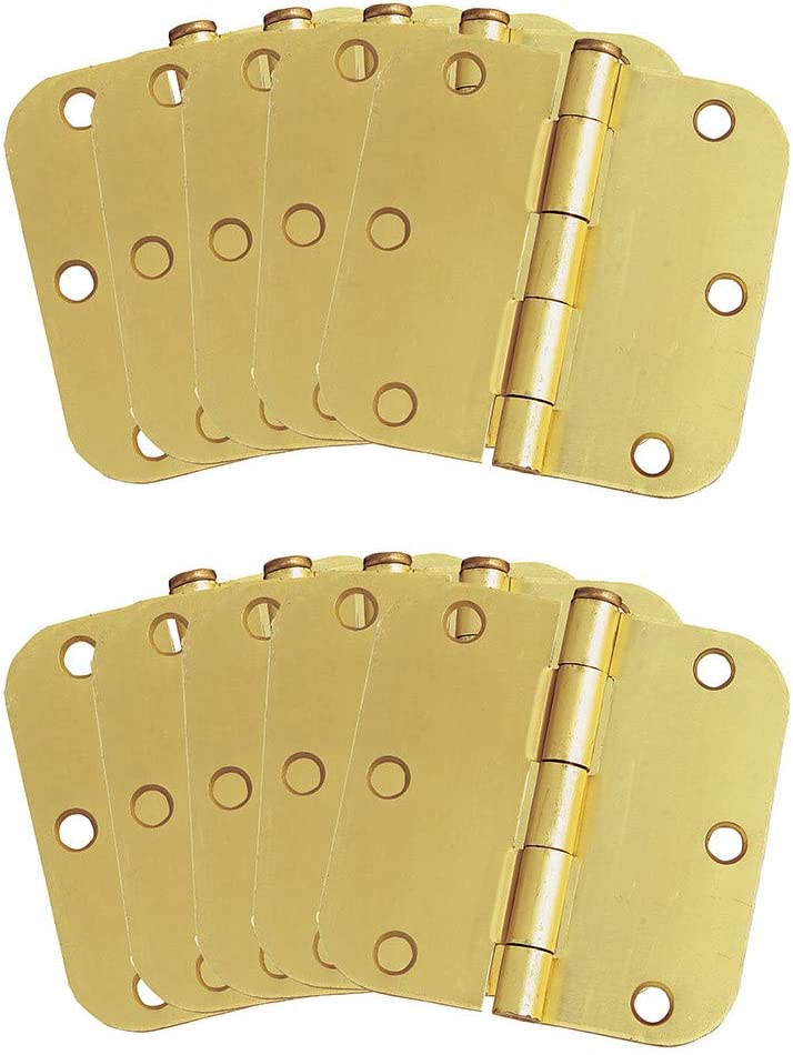 ドアノブ ヒンジ Design House 181404 6穴 スクエアドア ヒンジ 3.5インチ サテンブラス仕上げ DIY 蝶番 ちょうつがい 丁番 ちょう...